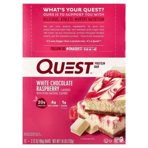 Quest Nutrition Protein Bar, White Chocolate Raspberry, 12 Bars, 2.12 oz (60 g) Each