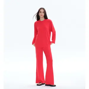 PUMIEY Women’s Loose-Fit Lounge Set Soft Stretchy Fabric Casual Home Wear Comfortable & Breathable Two-Piece Outfit Pajama Basic Pjs Loungewear Loungesetwomen Pajamas