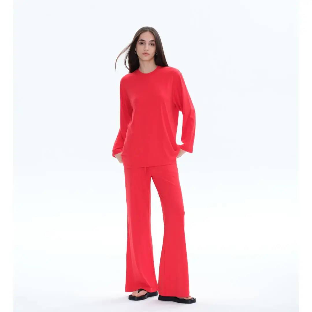 PUMIEY Women’s Loose-Fit Lounge Set Soft Stretchy Fabric Casual Home Wear Comfortable & Breathable Two-Piece Outfit Pajama Basic Pjs Loungewear Lounge