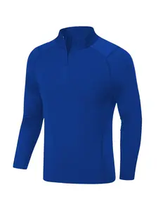 Men's Long Sleeve Quarter Zip Fleece Lined Running Shirt, Moisture-Wicking Quick-Dry Pullover, Slim-Fit Sportswear, High Performance Activewear for Outdoor Workout
