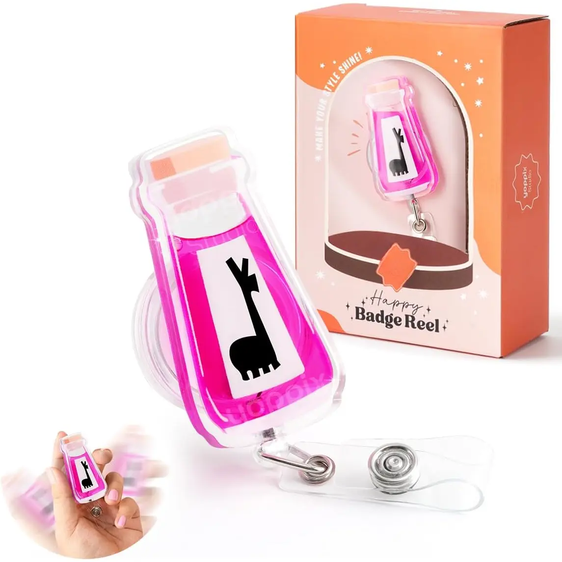 Llama Potion Liquid-Filled Badge Reel, Shaker Funny Badge Reel Retractable for  RN EN  Paramedic Phlebotomist