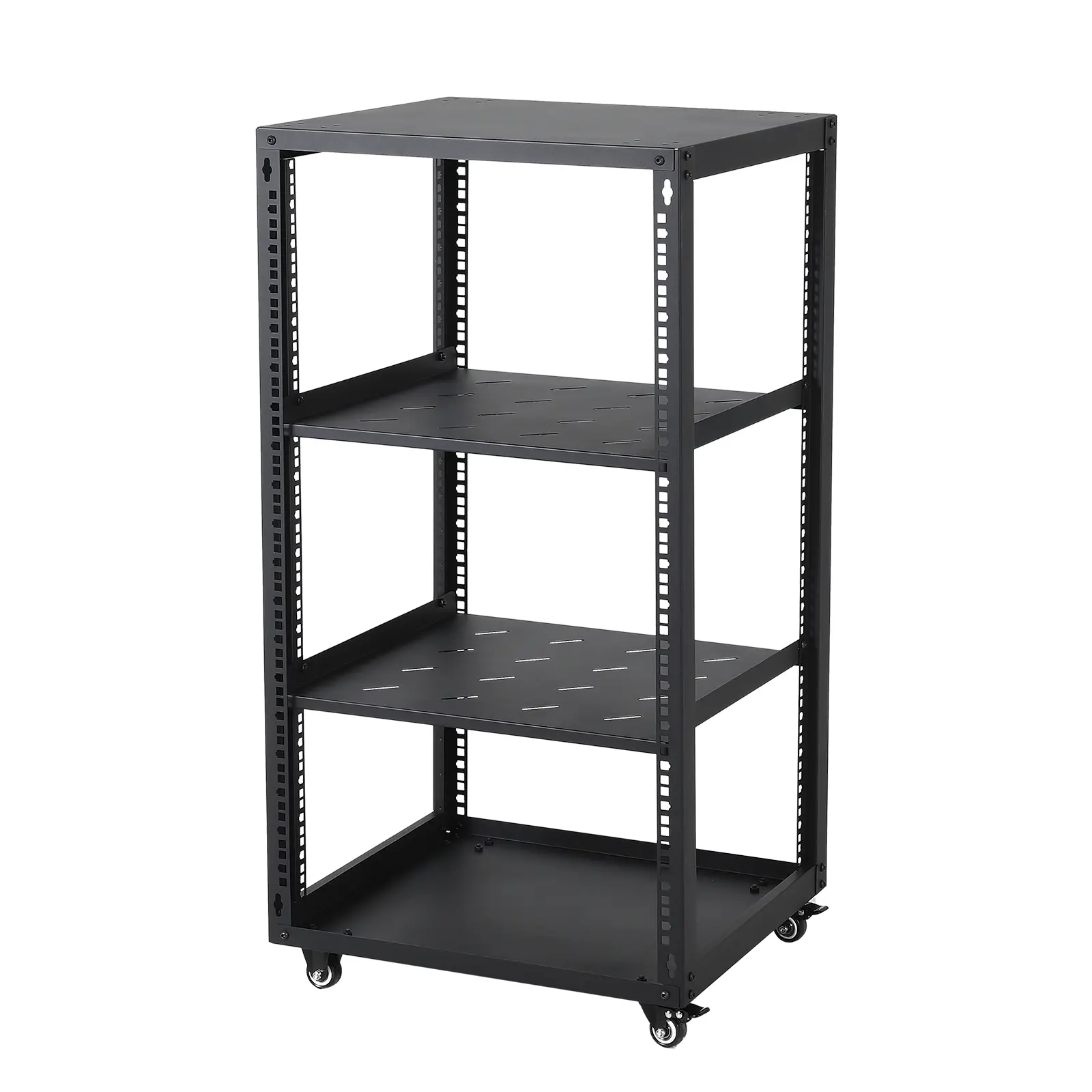 Heavy Duty 20U Open Frame Network Rack Server Rack with Casters, Wall Mount Floor Standing IT Cabinet, 2 PCS 1U Rack Shelves Included, Computer Racks & AV Cabinet for IT & AV Gear