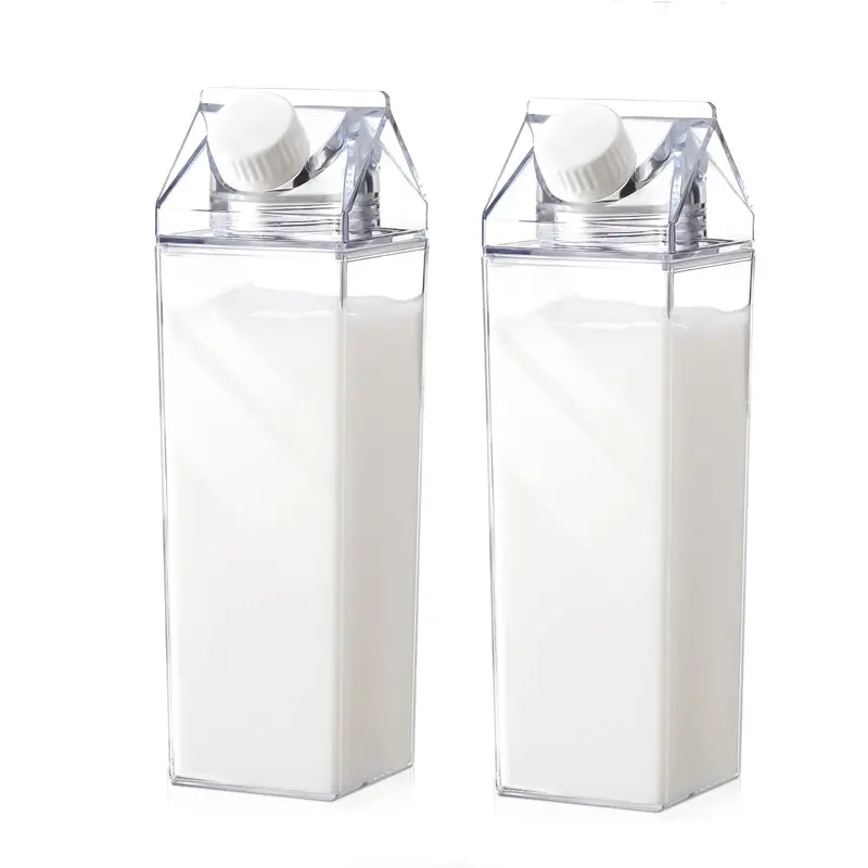 1 Count Square Milk Cup Rotatable Sealed Storage Bottle, 1000 ml/34 Oz Reusable Plastic Milk Bottles for Juice, Juice Bottles With Caps, Drink Containers