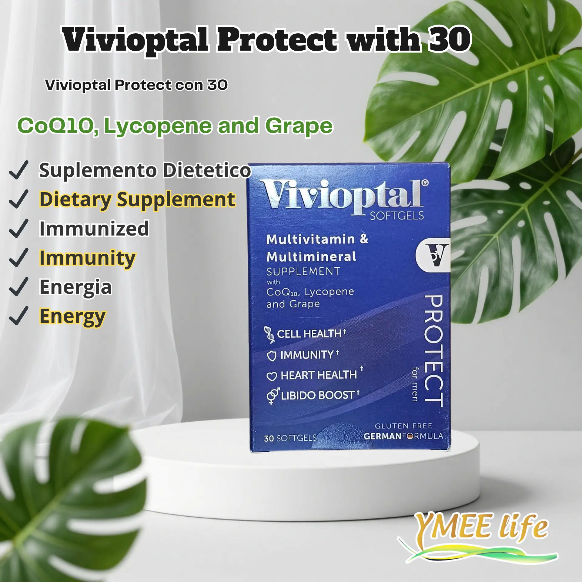 Vivioptal Protect Men's Vitamin Dietary Supplement, 30 Soft Gels