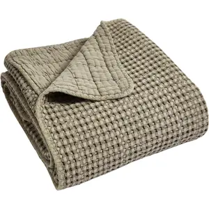 - Mills Waffle - Throw - Taupe  Waffle - Throw Size 50 x 60in.