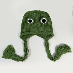 Multicolor Frog Knitted Hat Carnival Party Cap, Mardi Gras Festival Accessory, Fun and Colorful Headwear for Festive Events
