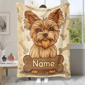 Customized celebrity dog paw print blanket, a soft nap blanket suitable for company pet lovers' gifts, for office chairs in all seasons, 100% polyester flannel