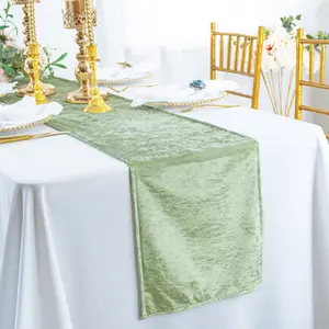 13"x108" Ice Crushed Velvet (200 GSM) Table Runner - Sage Green (1pc)