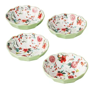 Painted Meadow 4-Piece Ceramic Pasta Bowl Set Tableware Husband