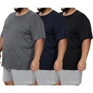 BOOJO 3 Pack Men's Big and Tall Shirts - Short Sleeve Workout Quick Dry T-Shirts Crew Neck Moisture Wicking Tshirts (3XL-5XL)