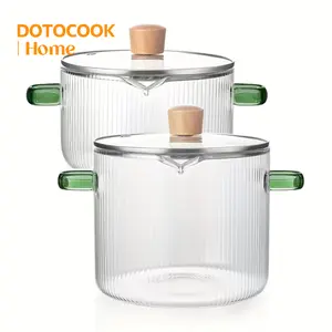 High Borosilicate Glass Dual-Ear Cooking Pot Set, Durable Cookware, Multifunctional Enamel Skillet, Healthy Meal Prep, Kitchen, Restaurant, Outdoor Camping, Pots Pans Utensils