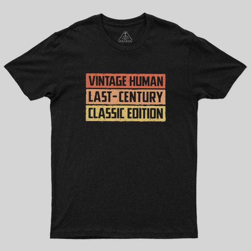 GEEKSOUTFIT Men's Vintage Letters Print Human Geek Graphic T-Shirt - Short-Sleeve, Round Neck, Casual Streetwear Menswear Tops, Shortsleeve