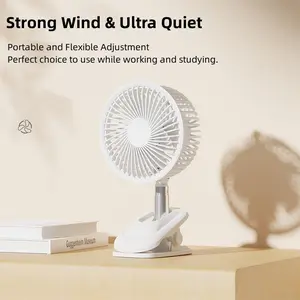 Portable Clip on Fan , 360° Rotate and Height Adjustable Operated Fan, Quiet Mini Personal Desk Fan, 2024 New Desk Fan for Office, Kitchen, Home