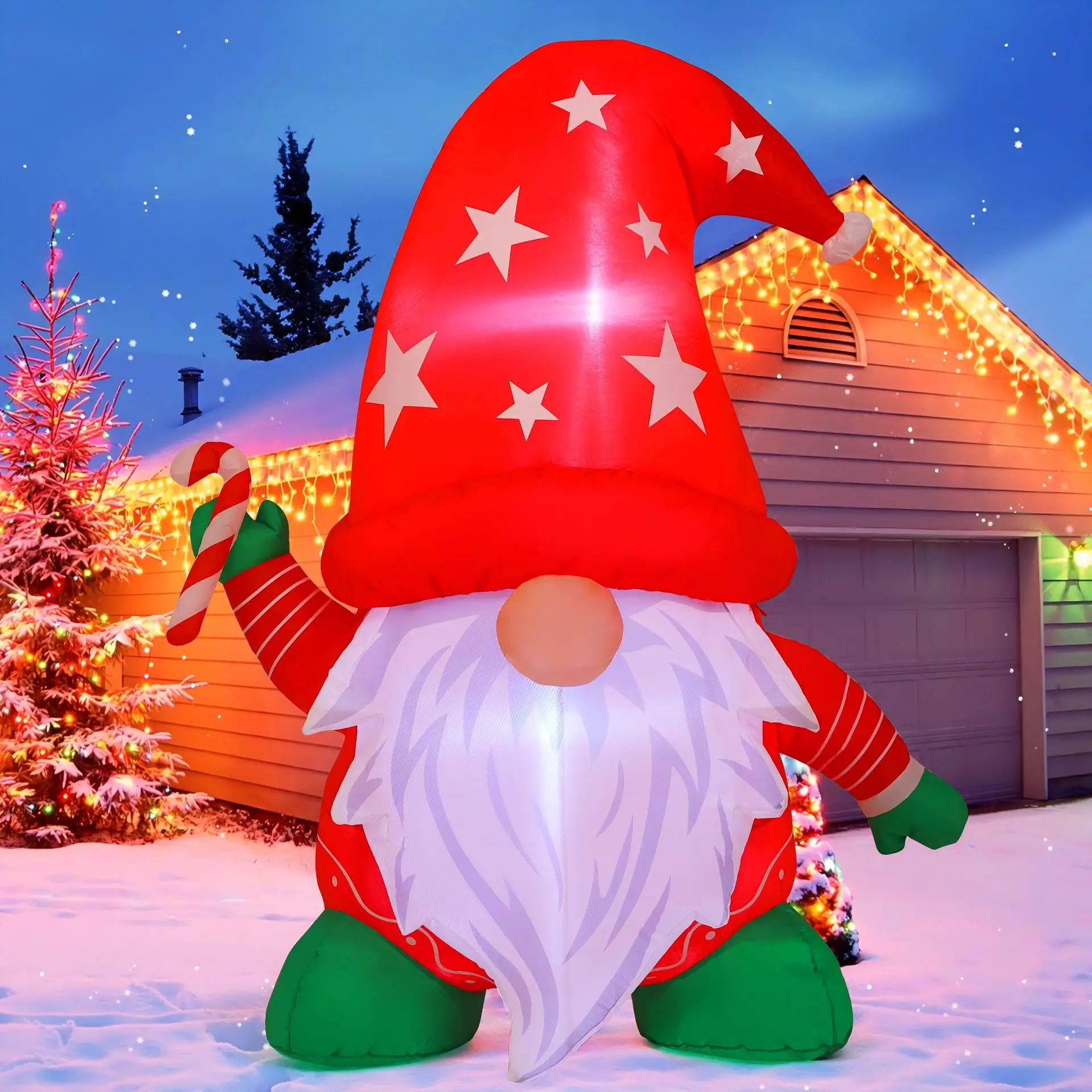 Christmas Gnome 6.7FT Inflatable Outdoor Decorations, Blow Up Gnomes Wearing Red Hat with Built-in LEDs for Christmas Indoor Outdoor Yard Lawn Garden