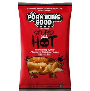 Pork King Good Stupid Hot Extremely Spicy Flavored Chicharrones Fried Pork Rinds 1.75 oz