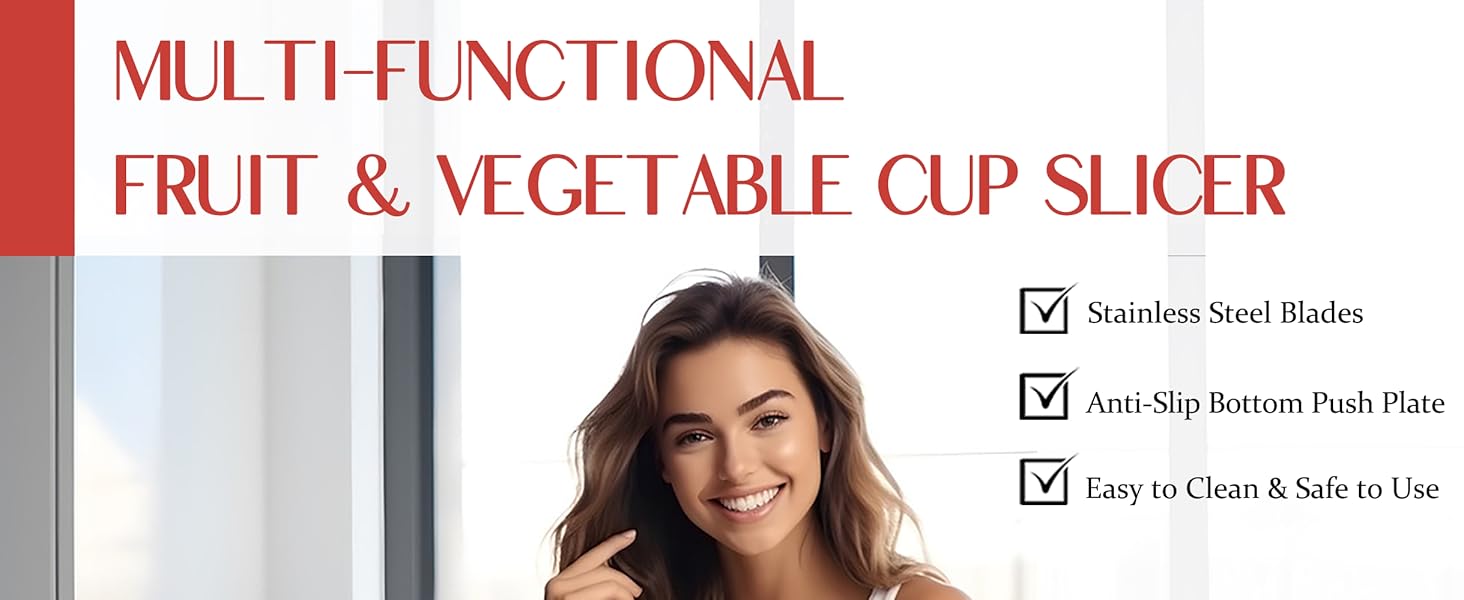 Multifunctional Fruit and Vegetable Slicer, Cup Slicer Fruit Strawberry Cutter, Portable Cup-Style Kitchen Slicer and Egg Cutter, Strawberry and Vegetable Cutting Tool, Quickly Making Fruits Vegetable Egg Banana Salad