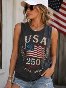 Comfort Colors USA 250 Years Tank Top 1776–2026 Vintage Patriotic American Flag Graphic Sleeveless Tee – Fourth of July Independence Day Women Casual Summer Shirt - The William