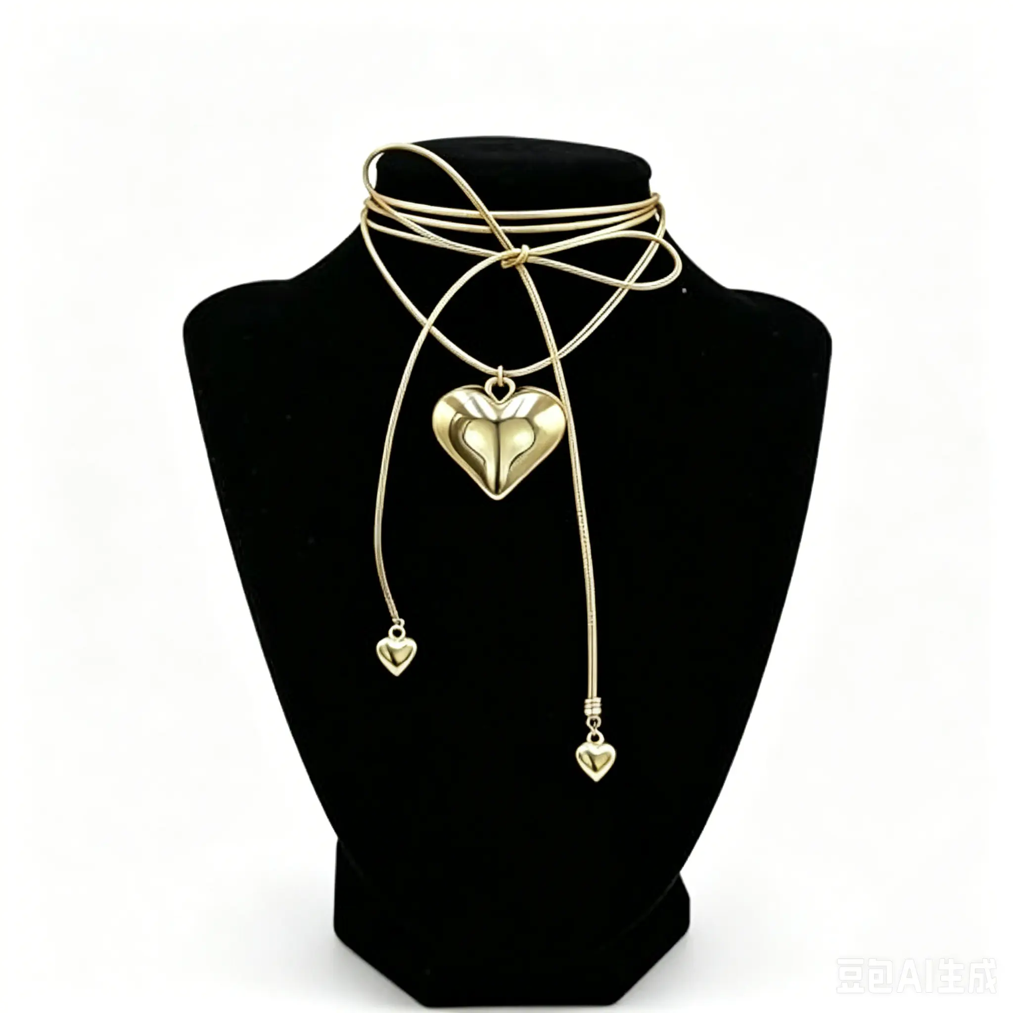 Retro Classic Gold Heart Pendant Necklace for Women, Long 140cm Leather Rope Lariat Style Costume Jewelry, Costume Jewelry Necklace, Heart Design Jewelry