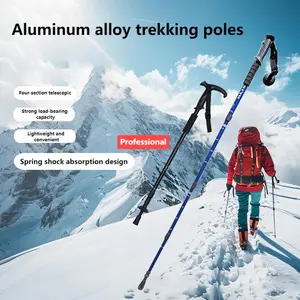 Professional Outdoor Hiking Poles, Adjustable Folding Multifunctional Self-Defense Sticks, Aluminum Alloy Trekking Canes, Shock Absorbing Handles, Camping Equipment