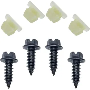 License Plate Screw Kit, Stainless Steel Self Tapping Bolts Nylon Screw Inserts for Securing License Plate Frame or Cover on Cars, Rust-Proof Nylon Screw Retainer Fasteners (Black Zinc Plated)