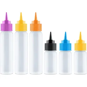 Multi-Size Food Safe Plastic Free Hand Writer Squeeze Bottles - 6 Easy Small Bottles (3x1oz, 3x2oz) with Adjustable Tip, for Cookie Cutters, Baking Decoration, Food Coloring & Royal Icing Supplies
