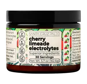 Santa Cruz Paleo Electrolyte Powder, Cherry Limeade, Sugar Free Hydration Drink Mix with Himalayan Pink Salt, Sea Salt, Magnesium Glycinate, Potassium Chloride, Sweetened with Stevia, 30 Servings