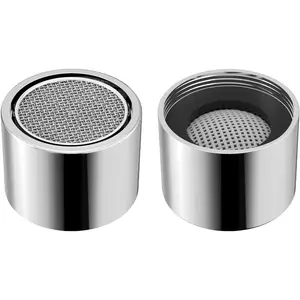 Faucet Aerator Female, Bathroom Sink Aerator, Chrome Brass Shell 55/64in 22mm Faucet Filter with Gasket for Kitchen Bathroom Sr(2 Count)