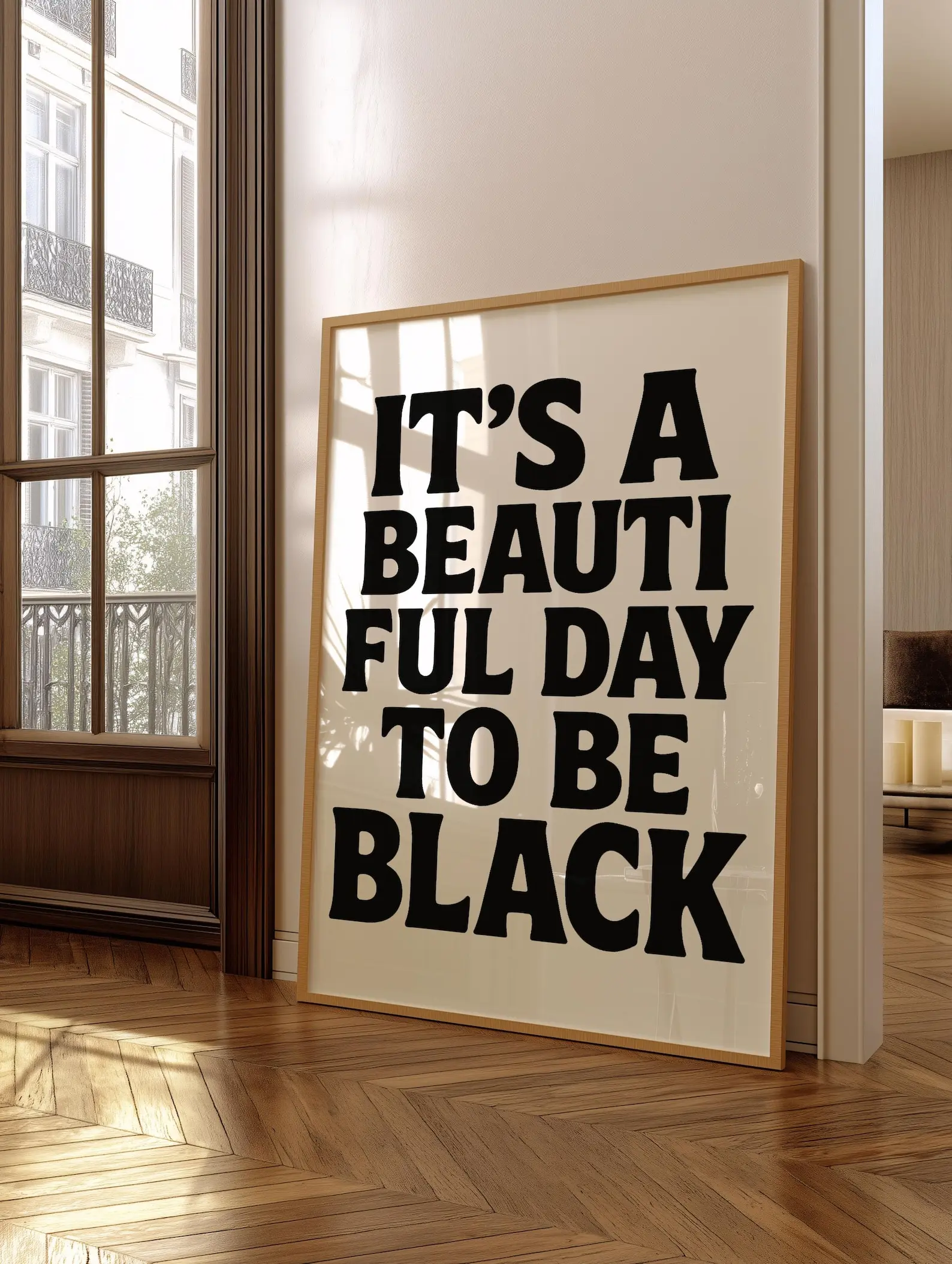 It's a Beautiful Day to be Black, Black Girl Room Wall Art, Black Art Print, Black Girl and Man Poster, Black Pride Art Poster (UNFRAMED)