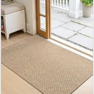 1pc Rubber Entrance Welcome Doormat, Modern Minimalist Design with Dual Color Woven Texture, Easy to Clean and Durable, Perfect for Indoor Use
