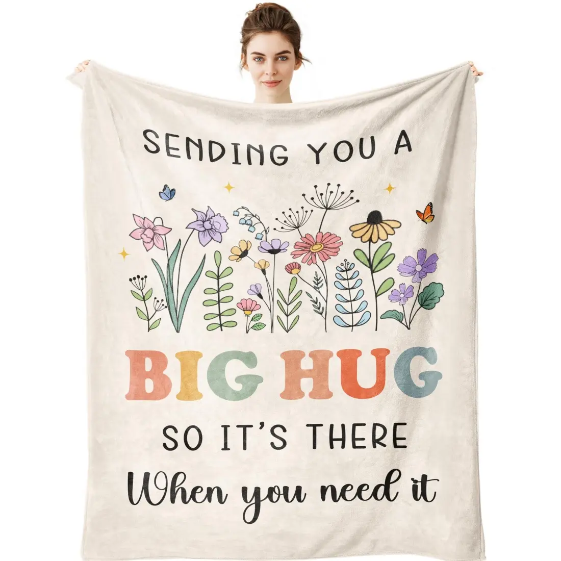 Gifts for Women, Inspirational Gifts for Woman, Hug Blanket 60x50, Thinking of You Gift for Female, Cool Feel Better Present Unique, Birthday Gift Ideas for Friendship, Get Well Soon Blankets