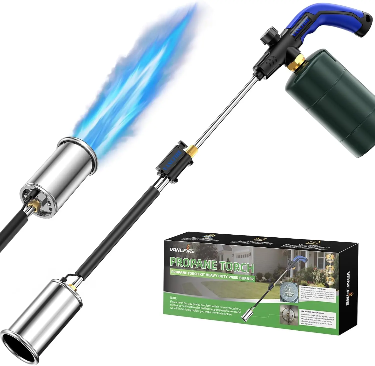Propane Weed Burner, Ergonomic Handle Weed Flamethrower, 27" Long Arm Duty Blow For, Lighting, Wood DIY(PROPANE TANK NOT INCLUDED)