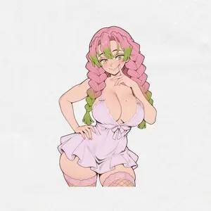 Mitsuri Kanroji Vinyl Sticker – Demon Slayer Waifu Decal, Cute Anime Girl, Waterproof Die Cut Sticker for Laptop & Car