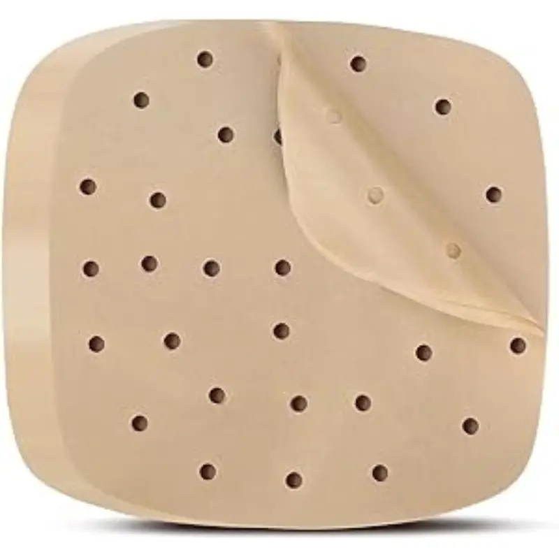 Air Fryer Parchment disposable Paper Liners: 200PCS 8.5 inch Square Perforated parchment paper, Premium Bamboo Steamer Liner Utensils Wood Wooden
