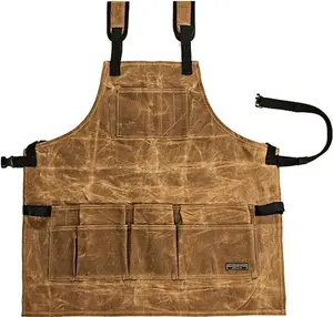 Waxed Canvas Tool Apron, Carpenter Aprons, Woodworking Aprons-1.17-01