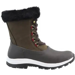 Muck Boot Womens Apres Lace Up Snow Casual Boots Mid Calf Low Heel 1-2" - Brown