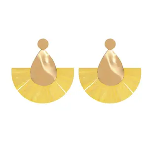 Hexagon Avocado green, European and American clack earrings, Fan shape colorful Origami Design Dangle Earrings