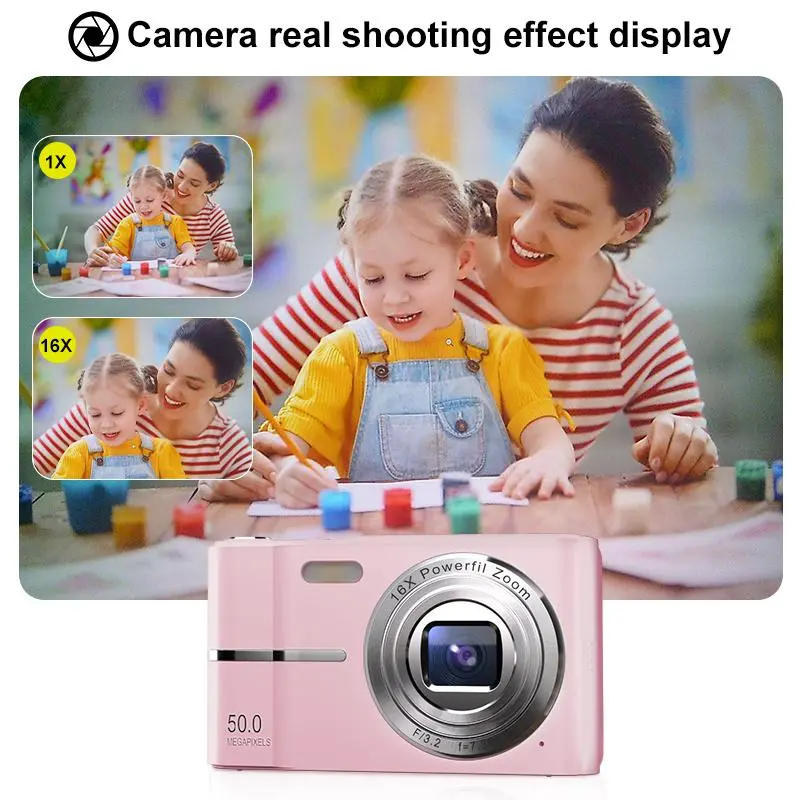 FHD 1080P Digital Camera with SD Card, 16X Digital Zoom Camera, Portable Mini Camera for Teenagers Students Boys Girls, Point and Shoot Camera for Gifts, Tech Gadgets, Gift 6
