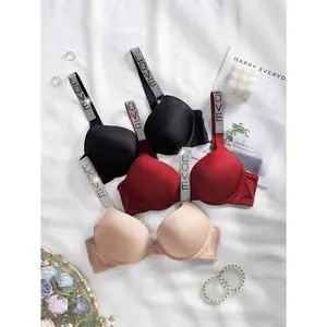 Underwear&Sleepwear Basics 3pcs/Set Ladies' Rhinestone Embellished Bra With Lettered Shoulder Straps And Underwire Sports