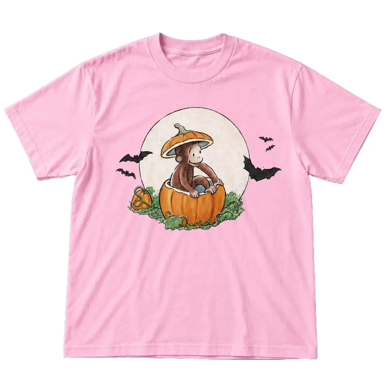 Y2K Halloween Monkey Graphic Tee, Curious George Pumpkin T-Shirt, Retro Spooky Season Shirt, Cute Vintage Fall Streetwear Top, Unisex Graphic Tee, Gift for Halloween & Monkey Fans