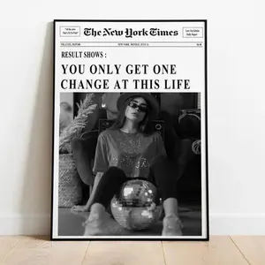 Trendy Hot Girls Print Newspapers Wall Art, New York Times, That Girl Vintage Bar Cart, It Girl Dorm Retro Wall Art