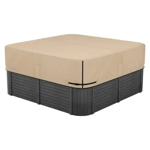 Outdoor Hot Tub Cover 90 X 90 X 20 Inch, Weatherproof And Waterproof Brown, Heavy-Duty Spa Cover With UV Protection, Wind-Resistant And Cold-Weather Insulation, Easy-Install Fit For Most Standard Round Or Square Hot Tubs