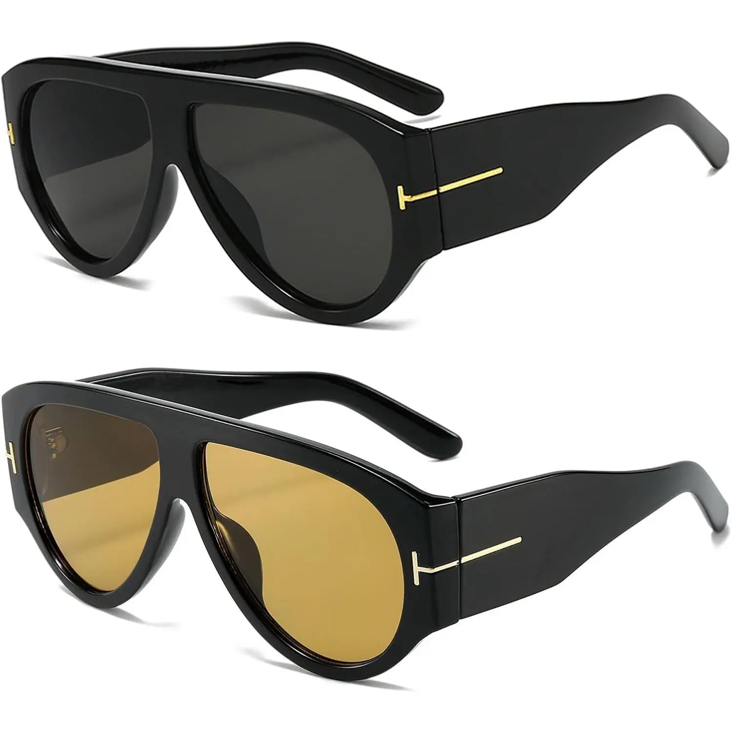 Plastic Frame Aviator Sunglasses UV400 Protection Oversized Oversized Aviator Sunglasses with Metal-Plastic Frame – Zing  main image 2