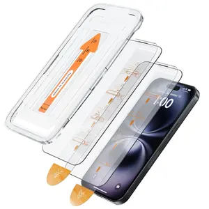 2 Pack HD Transparent Tempered Glass Screen Protector for iPhone Series, 3D Curved Dustproof Design, Self-Cleaning Storage Box, 9H Hardness for iPhone 17 Pro Max、iPhone 17 Pro、iPhone 17 Air