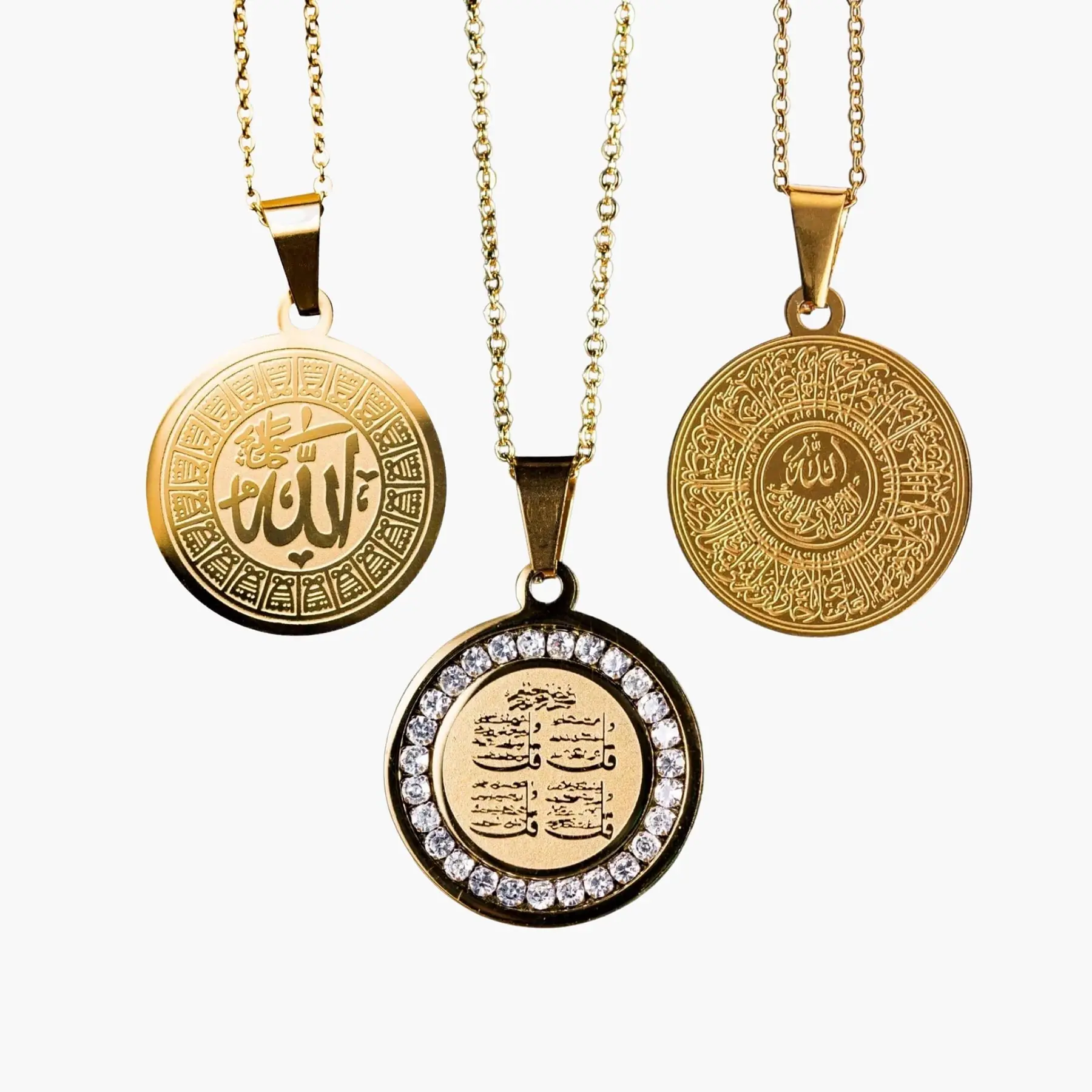 ZUDO Best-Sellers Islamic Bundle - Allah Medalion, 4 Qul & Ayatul Kursi Necklaces