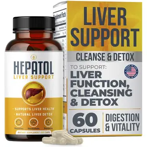 Hepatol - Liver Cleanse Detox - Herbal Liver Supplement with Turmeric; L-Cysteine Detox Support Liver Health; Healthy Digestion - Liver Support Detox Cleanse Supplements - 60 Ct (1)