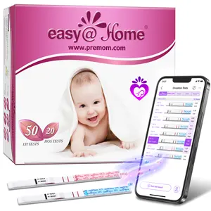Easy@Home LH+hCG Combo Kit, Ovulation & Pregnancy Test Strips, Supports Premom Ovulation Tracker App, Fertility Tests for Women