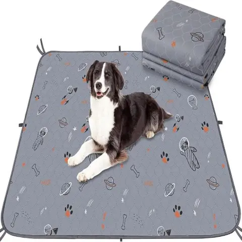 UPSKY Machine Washable Reusable Puppy Pee Pads - Thermoplastic Polyurethane Layer, Thick Inner Fabric, Leakproof, Super Absorbent, Non-Slip Bottom, Fixed Strap Design, Odor Control, Wash & Tumble Dry, for Crate, Car, Travel (18"x24"/36"x41") Whelping Mat