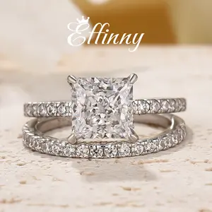 Effinny 2.0ct Elegant Princess Cut Wedding Ring Set For Women,5A Grade Cubic Zirconia Bridal Set in 925 Sterling Silver,Anniversary Ring for Women Outdoorfun