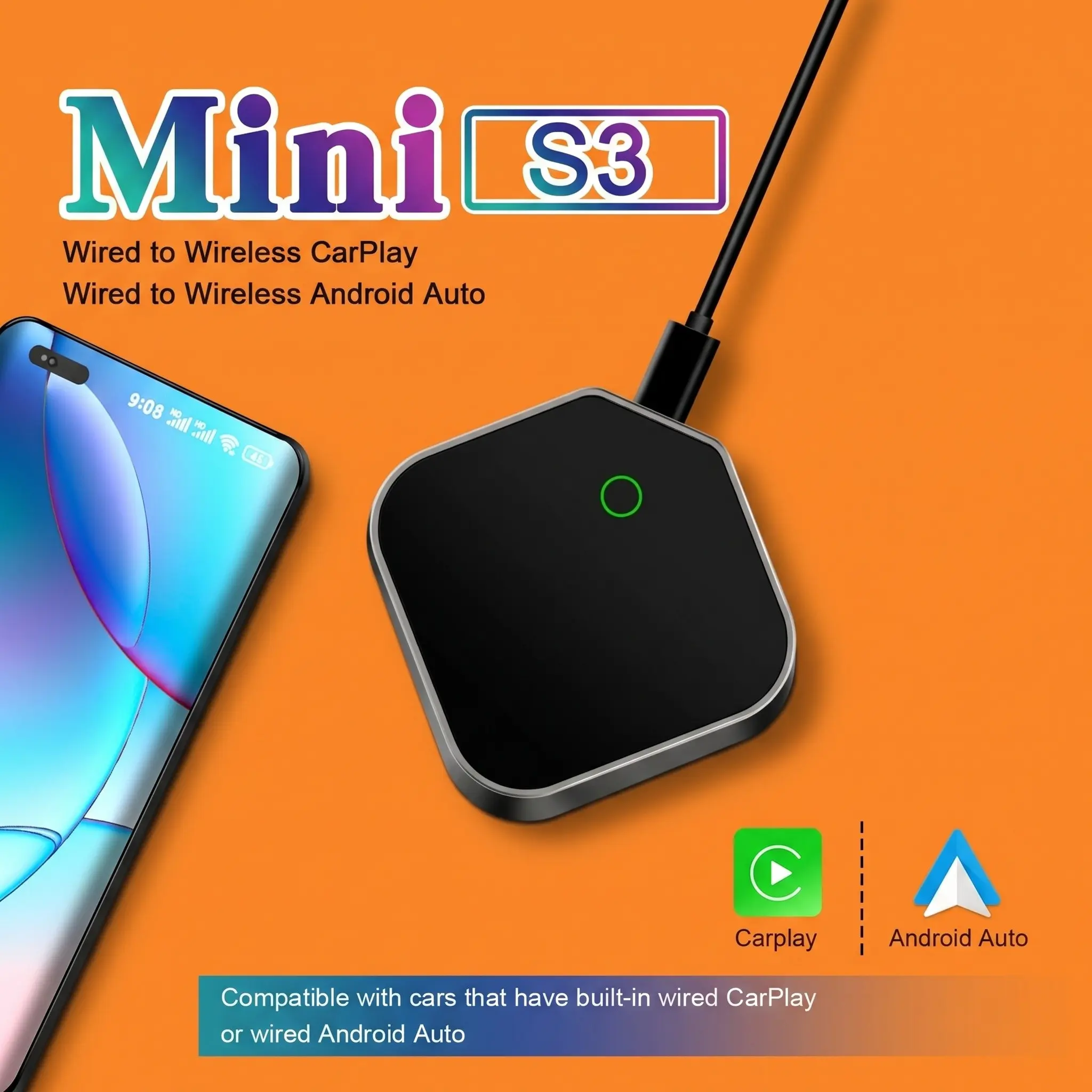 2026 Upgrade Wireless Car Adapter for Android, Quick Auto Connection, Plug-And-Play Converter, Automatic Compatibility, Easy Setup