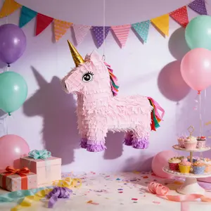 Unicorn Pinata Set, Interactive Party Decoration, Photo Prop, Birthday Festival Essential, Large 3D Unicorn Pinata, 5 Piece Kit